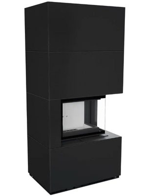 Камін Kratki FLOKI BOX правий 8 kW &Oslash; 160 в обудові модульній ZIMBABWE NERO FLOKI/P/BS/ZIMBABWE/NERO фото