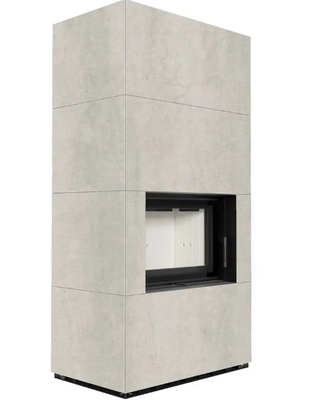 Камін Kratki FLOKI BOX 8 kW &Oslash; 160 в обудові з керамограніту NATURALI PIETRA DI SAVOIA PERLA BOCCIARDATA FLOKI/PF/Q/N/P/D/S/P фото
