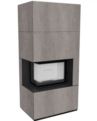 Камін Kratki FLOKI BOX лівий 8 kW &Oslash; 160 в обудові з керамограніту NATURALI PIETRA DI SAVOIA GRIGIA BOCCIARDATA FLOKI/L/BS/Q/N/P/D/S/G фото