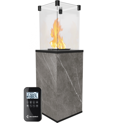 Газовий обігрівач Kratki PATIO керамограніт NATURALI PIETRA GREY - пульт PATIO/G30/37MBAR/Q/N/P/G фото
