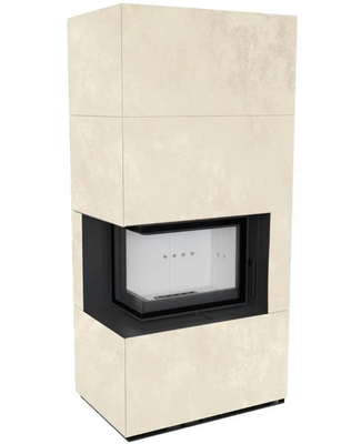 Камін Kratki FLOKI BOX лівий 8 kW &Oslash; 160 в обудові з керамограніту OXIDE BIANCO FLOKI/L/BS/Q/O/B фото
