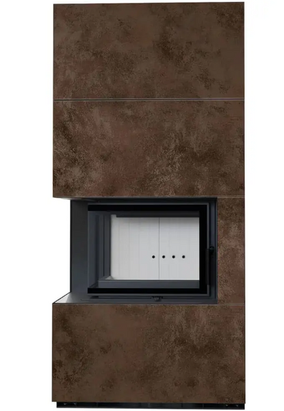 Камін Kratki FLOKI BOX лівий 8 kW &Oslash; 160 в обудові з керамограніту OXIDE MORO FLOKI/L/BS/Q/O/M фото