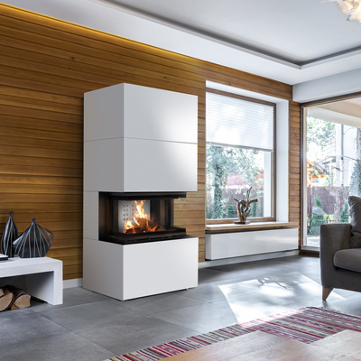 Камінна топка Kratki NBC 7 в обудові HOME EASY BOX стальний - білий HEB/BIANCO фото