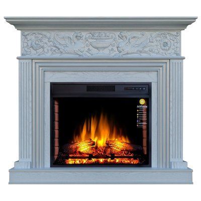 Камінокомплект ArtiFlame RESIDENCE AF28S БІЛИЙ ДУБ Б'ЯНКО, ПАТИНА СРІБЛО (зі звуком) 1446018427 фото