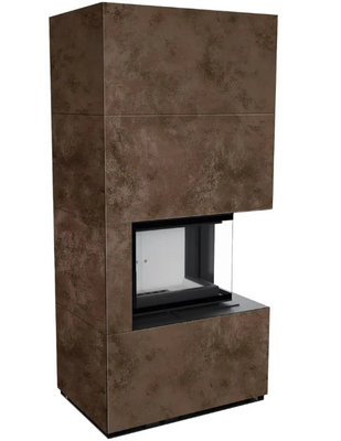 Камін Kratki FLOKI BOX правий 8 kW &Oslash; 160 в обудові з керамограніту OXIDE MORO FLOKI/P/BS/Q/O/M фото