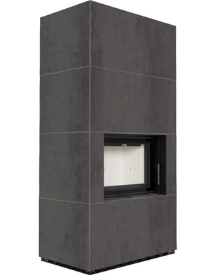 Камін Kratki FLOKI BOX 8 kW &Oslash; 160 в обудові з керамограніту ATURALI PIETRA DI SAVOIA ANTRANCITE BOCCIARDATA FLOKI/PF/Q/N/P/D/S/A/B фото