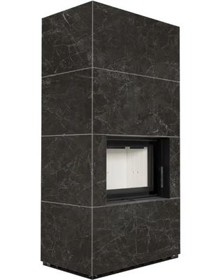 Камін Kratki FLOKI BOX 8 kW &Oslash; 160 в обудові з керамограніту NATURALI NERO GRECO FLOKI/PF/Q/N/G фото