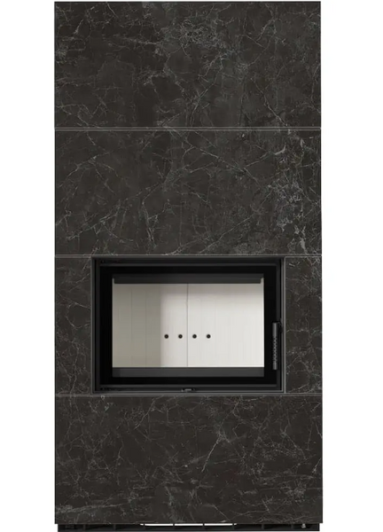 Камін Kratki FLOKI BOX 8 kW &Oslash; 160 в обудові з керамограніту NATURALI NERO GRECO FLOKI/PF/Q/N/G фото