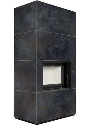 Камін Kratki FLOKI BOX 8 kW &Oslash; 160 в обудові з керамограніту OSSIDO NERO FLOKI/PF/Q/OS/N фото