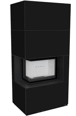 Камін Kratki FLOKI BOX лівий 8 kW &Oslash; 160 в обудові з керамограніту NERO ASSOLUTO FLOKI/L/BS/Q/N/A фото