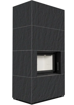 Камін Kratki FLOKI BOX 8 kW &Oslash; 160 в обудові з керамограніту NATURALI ARDESIA NERO A SPACCO FLOKI/PF/Q/N/A/N фото