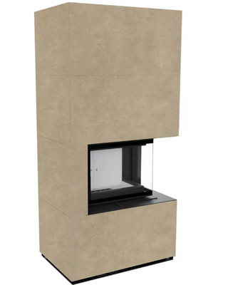Камін Kratki FLOKI BOX правий 8 kW &Oslash; 160 в обудові з керамограніту FOKOS RENA FLOKI/P/BS/Q/F/R фото