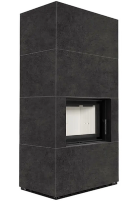 Камін Kratki FLOKI BOX 8 kW &Oslash; 160 в обудові з керамограніту FOKOS GRAFITE FLOKI/PF/Q/F/G фото