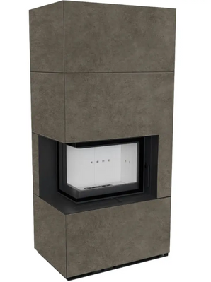 Камін Kratki FLOKI BOX лівий 8 kW &Oslash; 160 в обудові з керамограніту FOKOS PIOMBO FLOKI/L/BS/Q/F/P фото