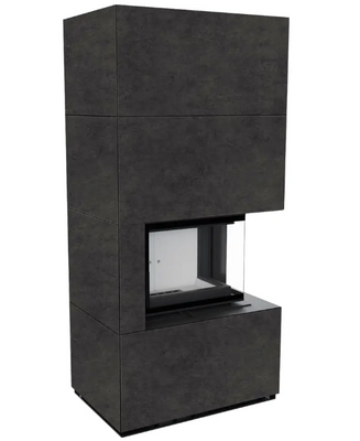 Камін Kratki FLOKI BOX правий 8 kW &Oslash; 160 в обудові з керамограніту FOKOS GRAFITE FLOKI/P/BS/Q/F/G фото